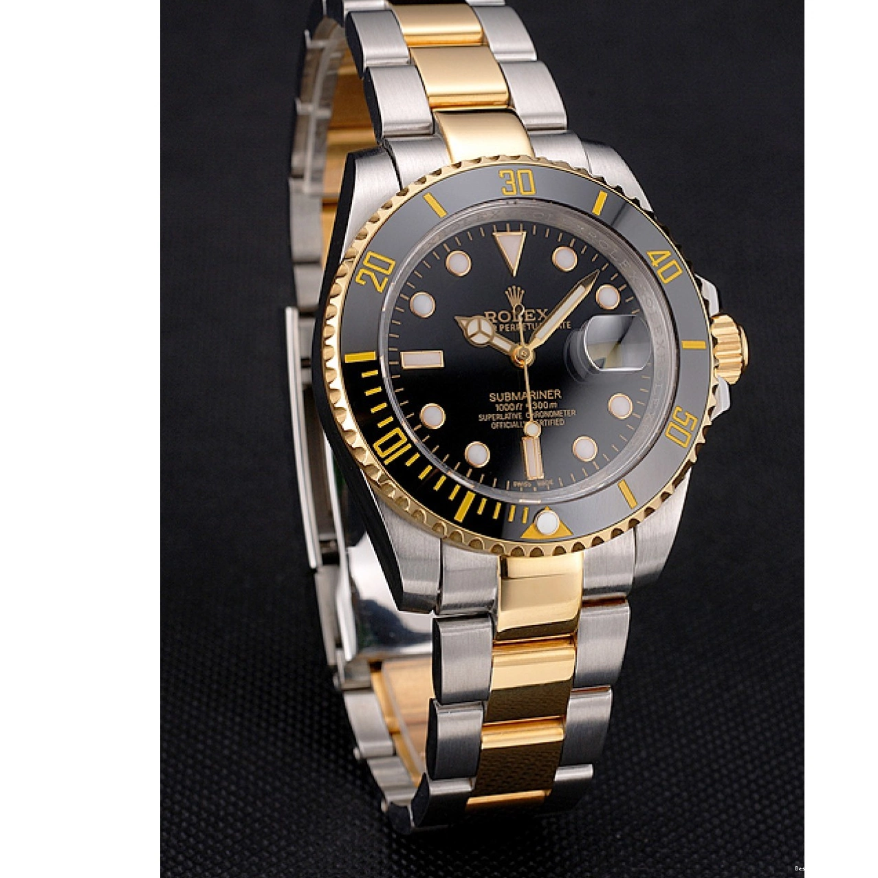 AAA Replica Watches Gold Submariner Black Tone And Steel Two Dial Bezel Swiss Rolex Bracelet 0622